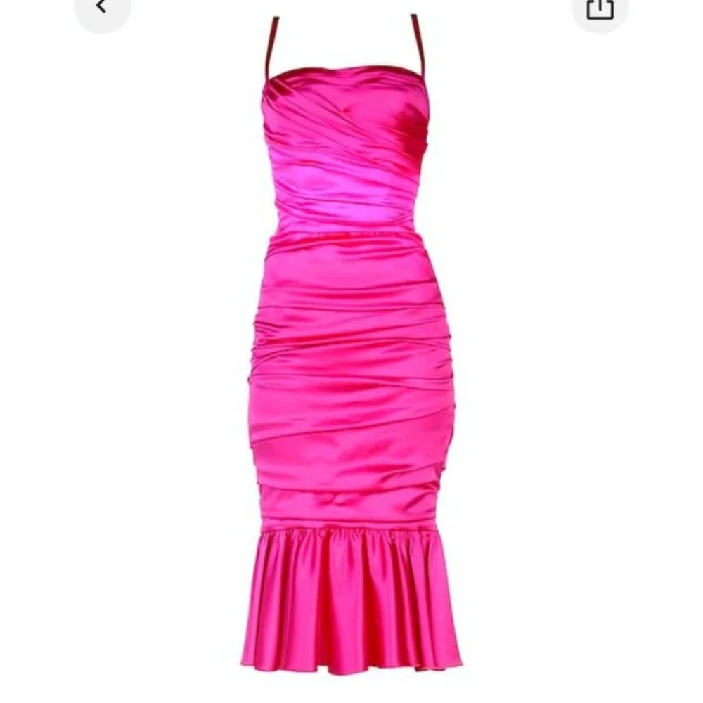 Dolce & Gabbana Fuchsia Silk Ruched Corset Mermaid Gown IT 40 US 4